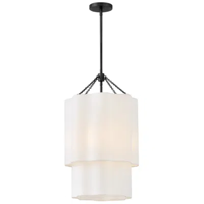 Hinkley Gwen 16" Wide Black Pendant Light With Linen Shade
