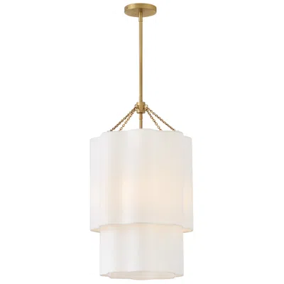 Hinkley Gwen 16" Wide Lacquered Brass Pendant Light W/ Linen Shade