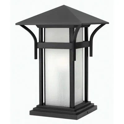 Hinkley Harbor Single Light Outdoor Pier Mount Craftsman Lantern In Satin Black