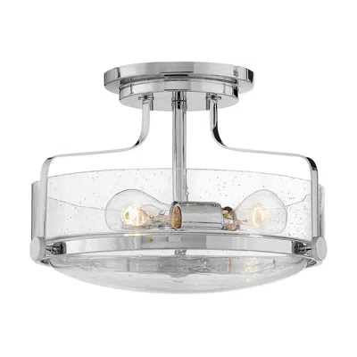 Hinkley Harper 14 1/2" Chrome And Clear Glass 3-light Ceiling Light