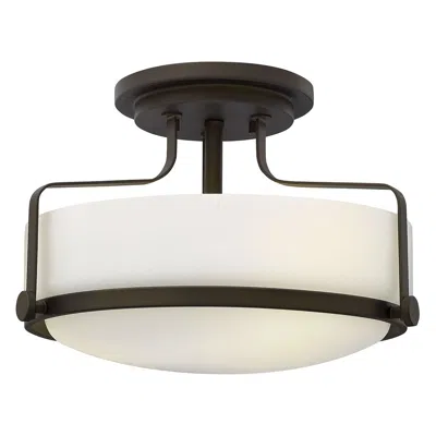 Hinkley Harper 14 1/2" Oil Rubbed Bronze And Opal Glass Ceiling Light