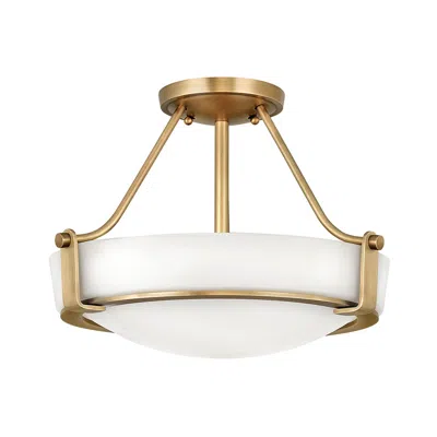 Hinkley Hathaway 16" Heritage Brass White Glass Bowl Ceiling Light
