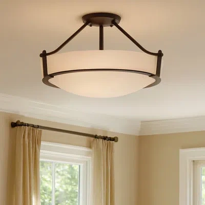 Hinkley Hathaway 4 - Light Unique/statement Bowl Semi Flush Mount In White,olde Bronze