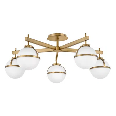 Hinkley Hollis 32" Wide Heritage Brass Led Ceiling Light