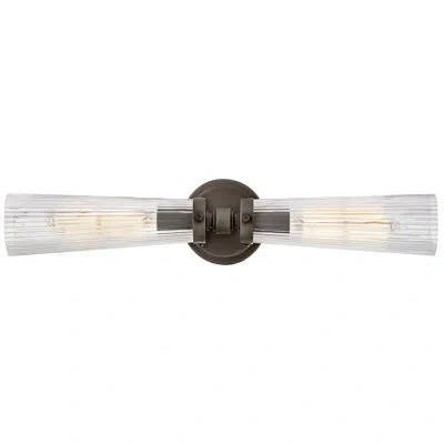 Hinkley Jude Medium Two Light Bath Vanity With Clear Fluted Glass Shades In Matte Black;satin Black;black Oxide
