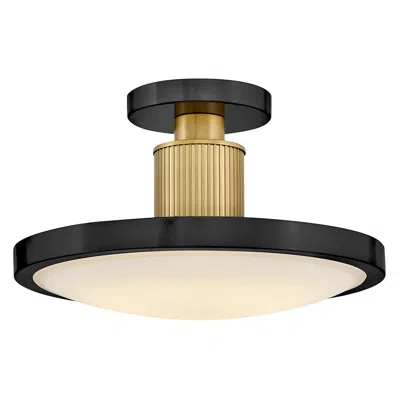 Hinkley Kieran 14 1/4"w Black And Lacquered Brass Led Ceiling Light