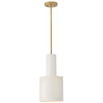 Hinkley Lark Casey Small Pendant 9" Lacquered Brass W/ Satin Off White