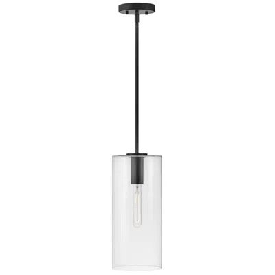 Hinkley Lark Lane 7" Wide Black And Clear Glass Cylinder Mini Pendant