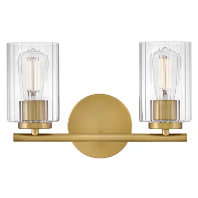 Hinkley Lark Leta Bath Small Two Light Vanity 13.75" Lacquered Brass