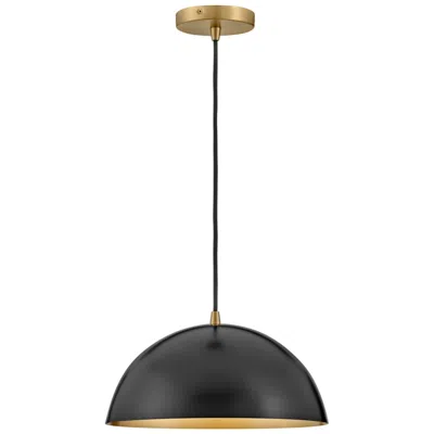 Hinkley Lark Lou 14" Wide Black Steel Dome-shaped Pendant Light