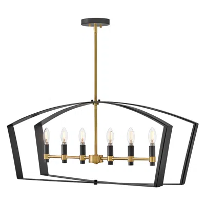 Hinkley Lark Sammi Interior Large Six Light Linear Chandelier 40" Black