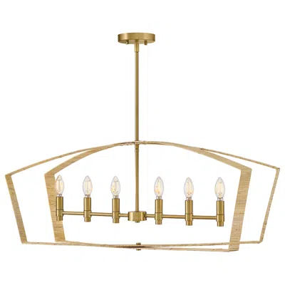 Hinkley Lark Sammi Interior Large Six Light Linear Chandelier 40" Lacquered Brass