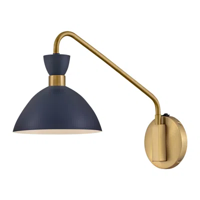 Hinkley Lark Simon 13 1/4" Brass And Navy Blue Adjustable Wall Sconce