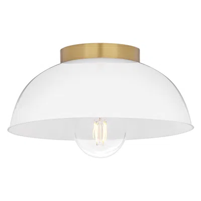 Hinkley Lark Stu Interior Small Flush Mount 11" Lacquered Brass/white