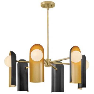 Hinkley Lark Zuri Medium Single Tier Chandelier 30" Lacquered Brass/black