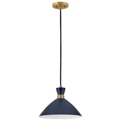 Hinkley Lark-simon 13" Wide Matte Navy And Brass Dome Pendant