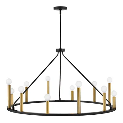 Hinkley Lazlo38" Wide Black Metal 12-light Ring Chandelier