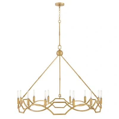 Hinkley Leona Twelve-light Hand-leafed Round Chandelier In Gold;antique Brass;brass;polished Brass;