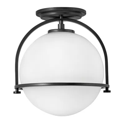 Hinkley Lighting Somerset 11 1/2" Black With White Globe Ceiling Light