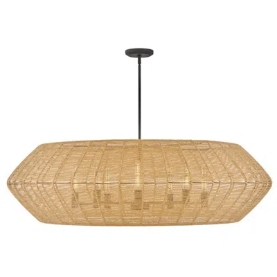 Hinkley Lisa Mcdennon Luca 60"w Black W/ Woven Drum Shade Chandelier
