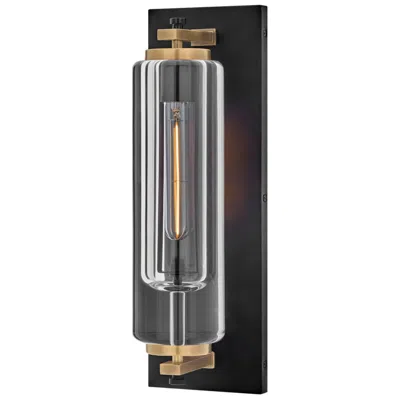 Hinkley Lourde 18"h Black With Heritage Brass Led Outdoor Wall Light