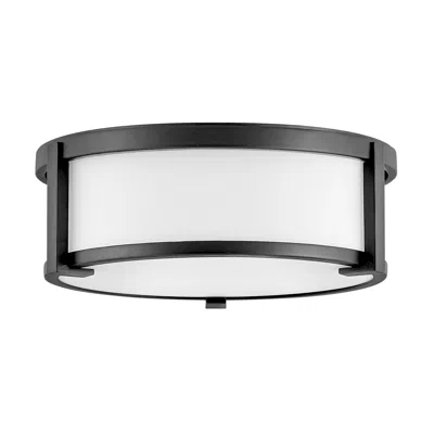 Hinkley Lowell 13 1/4" Wide Black And Opal Glass Drum Ceiling Light