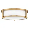 Hinkley Lowell 16" Wide Brass And White Drum Flushmount Ceiling Light