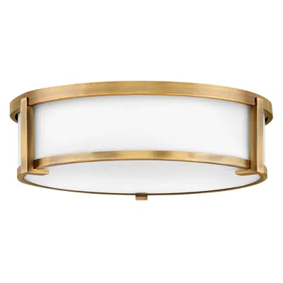 Hinkley Lowell 16" Wide Brass And White Drum Flushmount Ceiling Light