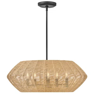 Hinkley Luca 28" Wide Black Metal Camel Shade 5-light Chandelier