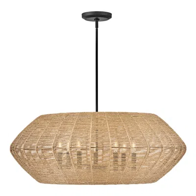 Hinkley Luca 38" Wide Black 7-light Woven Rattan Drum Chandelier