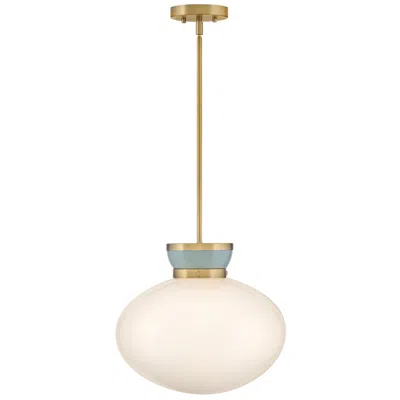 Hinkley Lucy 15"w Lacquered Brass Pendant Light W/ Case Opal Glass