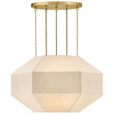 Hinkley Lyla 24 1/4" Wide Brass And Oatmeal Linen 4-light Chandelier