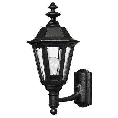 Hinkley Manor House Black Beveled Glass Outdoor Wall Lantern In Matte Black