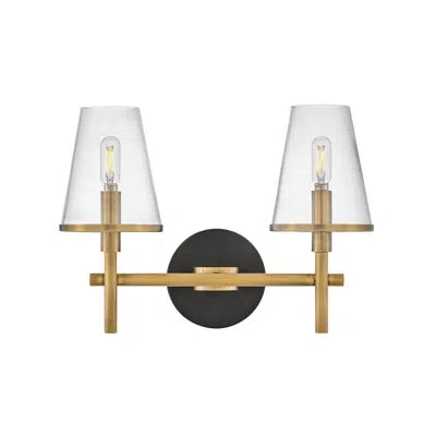 Hinkley Marten 2-light Two-tone Bath Vanity Fixture In Heritage Brass