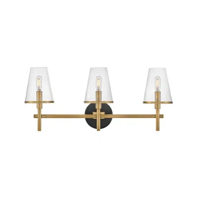 Hinkley Marten 3-light Two-tone Bath Vanity Fixture In Heritage Brass