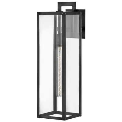 Hinkley Max 25" High Black And Clear Glass Outdoor Wall Light