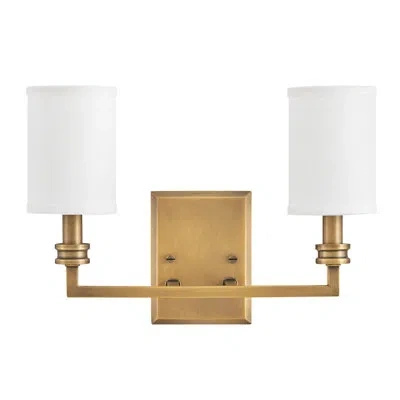 Hinkley Moore Two-light Wall Sconce W/ Linen Shades In Gold;antique Brass;brass;brushed Gold;sa
