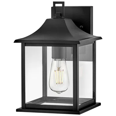Hinkley Nolan 12" High Black And Clear Glass Outdoor Wall Lantern