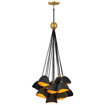 Hinkley Nula 26" Wide Shell Black Gold Leaf 15-light Pendant