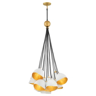 Hinkley Nula 26" Wide Shell White And Gold 15-light Pendant