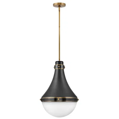 Hinkley Oliver 14 1/4" Wide Black With White Glass Pendant