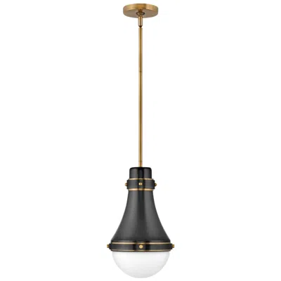 Hinkley Oliver 9" Wide Black And Heritage Brass Mini-pendant