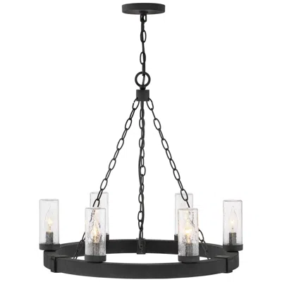 Hinkley Outdoor Sawyer Medium Single Tier Chandelier 12v 24" Black