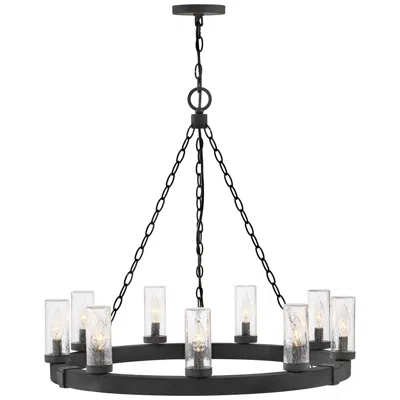 Hinkley Outdoor Sawyer Medium Single Tier Chandelier 12v 30" Black