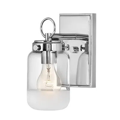 Hinkley Penley 1 - Light Dimmable Polished Nickel Armed Sconce In Polished Nickel;clear,transparent Glass