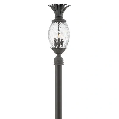 Hinkley Plantation 12v Outdoor Pineapple Post Top/pier Mount Lantern - Led Included In Museum Black