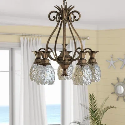 Hinkley Plantation 5-light Pineapple Chandelier In Pearl Bronze