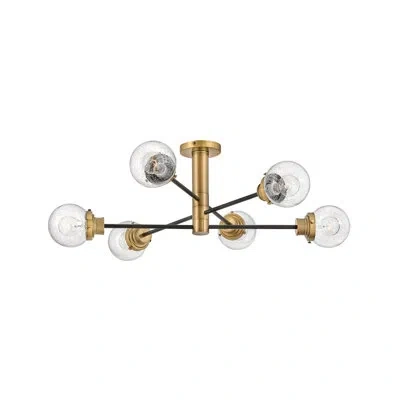 Hinkley Poppy Six-light Adjustable Semi-flush Mount Ceiling Light W/ Clear Seedy Glass Globes