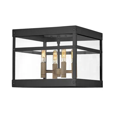 Hinkley Porter 12" Wide Black 4-light Outdoor Ceiling Light