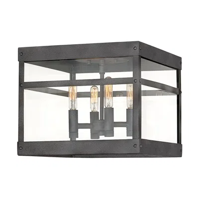 Hinkley Porter 12"w Aged Zinc 4-light Outdoor Ceiling Light